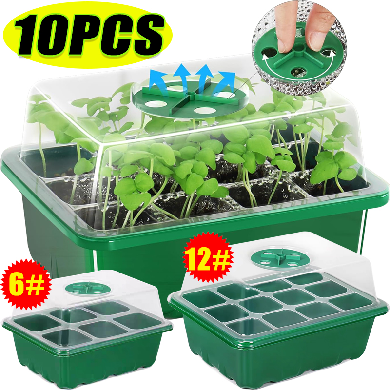 Propagation Tray Dome - ชุดเพาะเมล็ดพร้อมถาดเพาะ 6/12 ช่อง พร้อมฝาครอบปรับความชื้นได้ ฐานเรือนกระจกขนาดเล็ก สำหรับเพาะเมล็ด