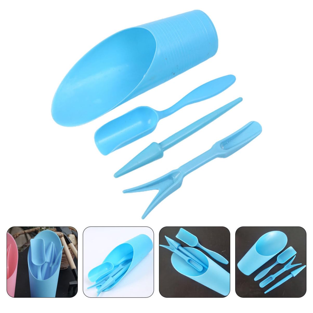 Gardening Tools Wholesale - 4 ชิ้น/เซ็ต,พลาสติกทนทานถังพลั่วกระถางการเพาะปลูกกระบอก MeatPlant ดินพลั่วสวนเครื่องมือ MINI Garden