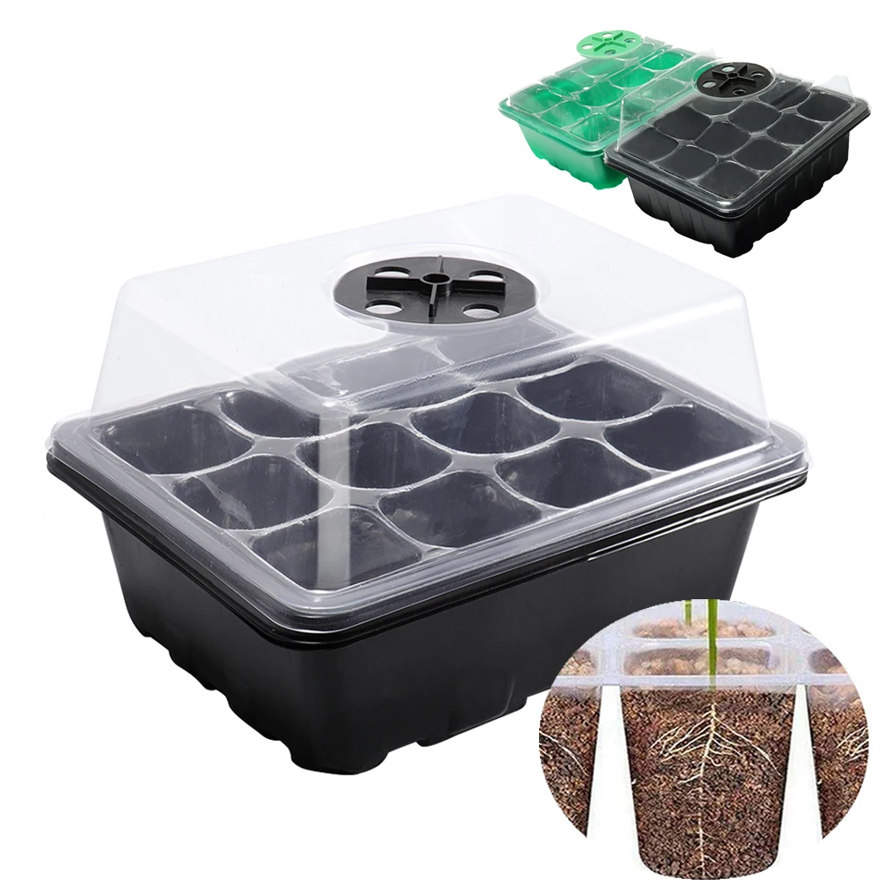 Propagation Tray Dome - ถาดเพาะเมล็ดขนาดเล็ก12รูถาดเพาะเมล็ดพร้อมความชื้นทรงโดมถาดเพาะอวบน้ำสำหรับพืชอวบน้ำ
