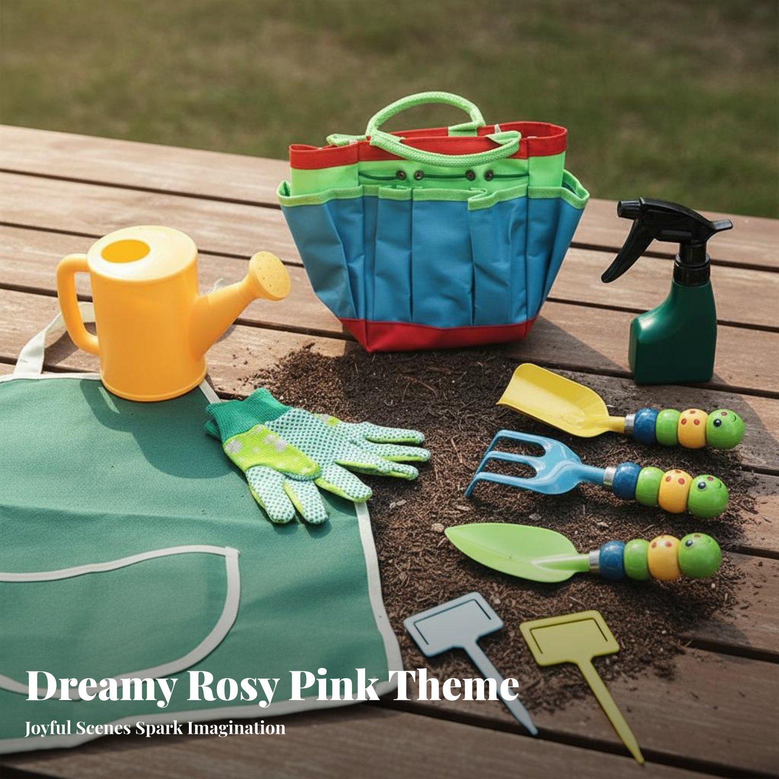 Gardening Tools For Young Children - ชุดเครื่องมือทำสวนสำหรับเด็ก 10 ชิ้น ชุดเครื่องมือทำสวนสำหรับเด็กขนาดเล็ก หัวโลหะ ชุดจอบและคราดขนาดเล็ก