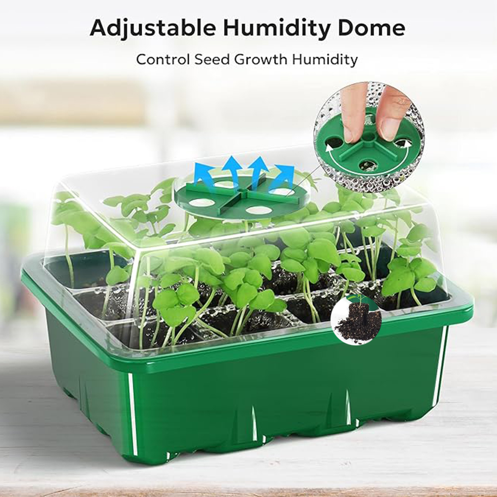 Propagation Tray Dome - ชุดเพาะเมล็ด 10 ชิ้น/ชุด ชุดเริ่มต้นเพาะปลูกต้นกล้าขนาดเล็ก พร้อมฝาครอบระบายความชื้นและฐานสำหรับเพาะเมล็ด
