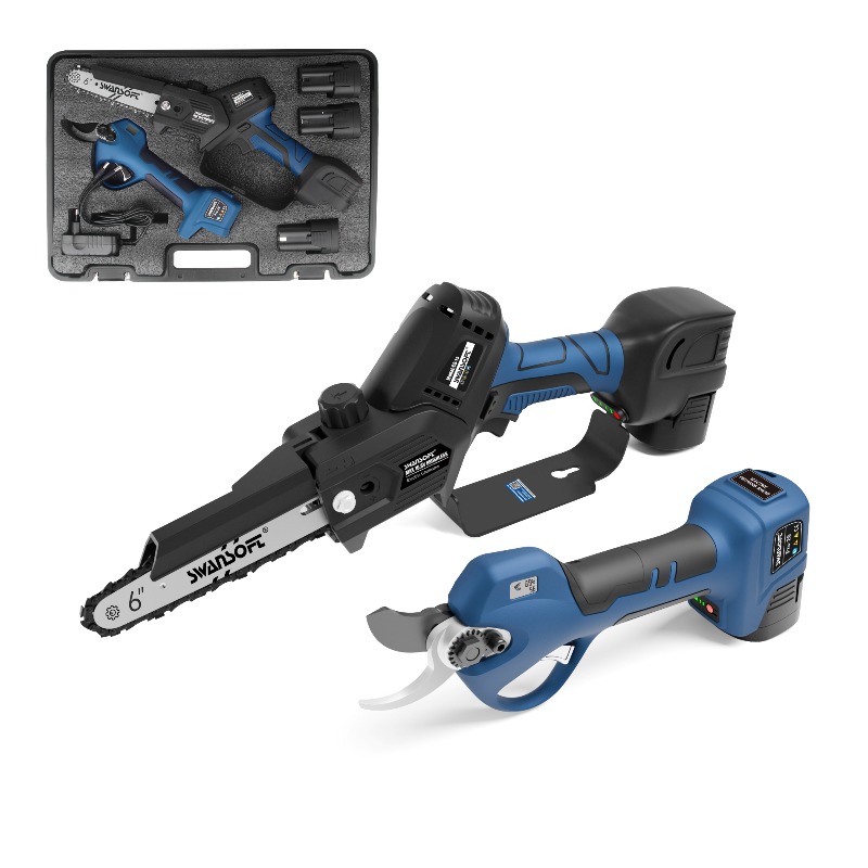 Gardening Tools Of - 【สินค้าขายดี】กรรไกรตัดแต่งกิ่งไฟฟ้าไร้สายแบบไม่มีแปรงถ่านและชุดเลื่อยโซ่ 2-in-1 ชุดเครื่องมือไฟฟ้าสำหรับสวน ตัดกิ่งไม้