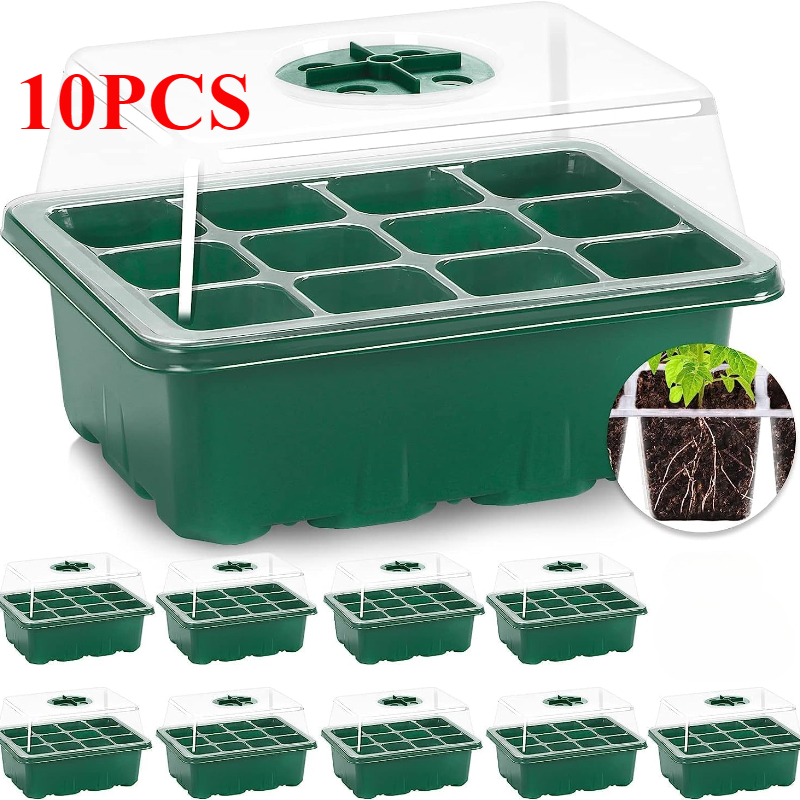10PCS ต้นกล้าถาด Seed Starter  - Propagation Tray Dome บทวิจารณ์และราคา