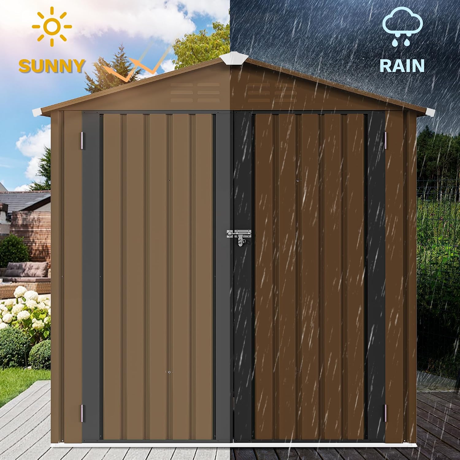 โรงเก็บของกลางแจ้งโลหะขนาด 6x4 - Gardening Tools Of บทวิจารณ์และราคา