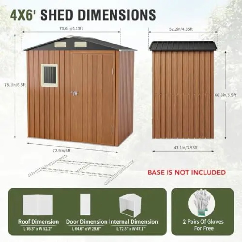 โรงเก็บของกลางแจ้งขนาด 6x4 ฟุต - Gardening Tools Of บทวิจารณ์และราคา